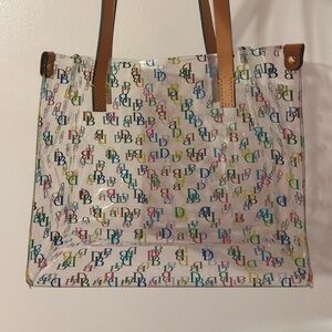 Dooney & Bourke Colorful Logo Tote with Tan Straps